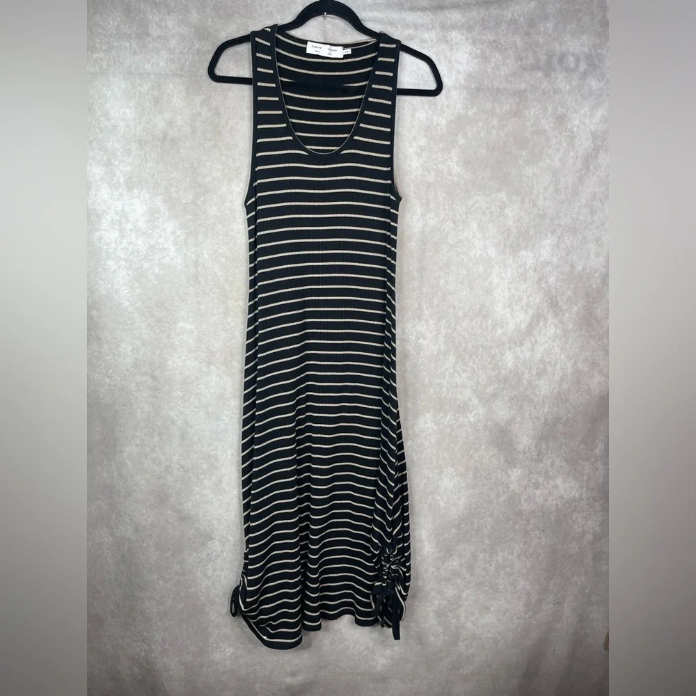 Proenza Schouler White Label Striped Ribbed-Knit Sleeveless Dress In Black Sz L - Picture 2 of 10